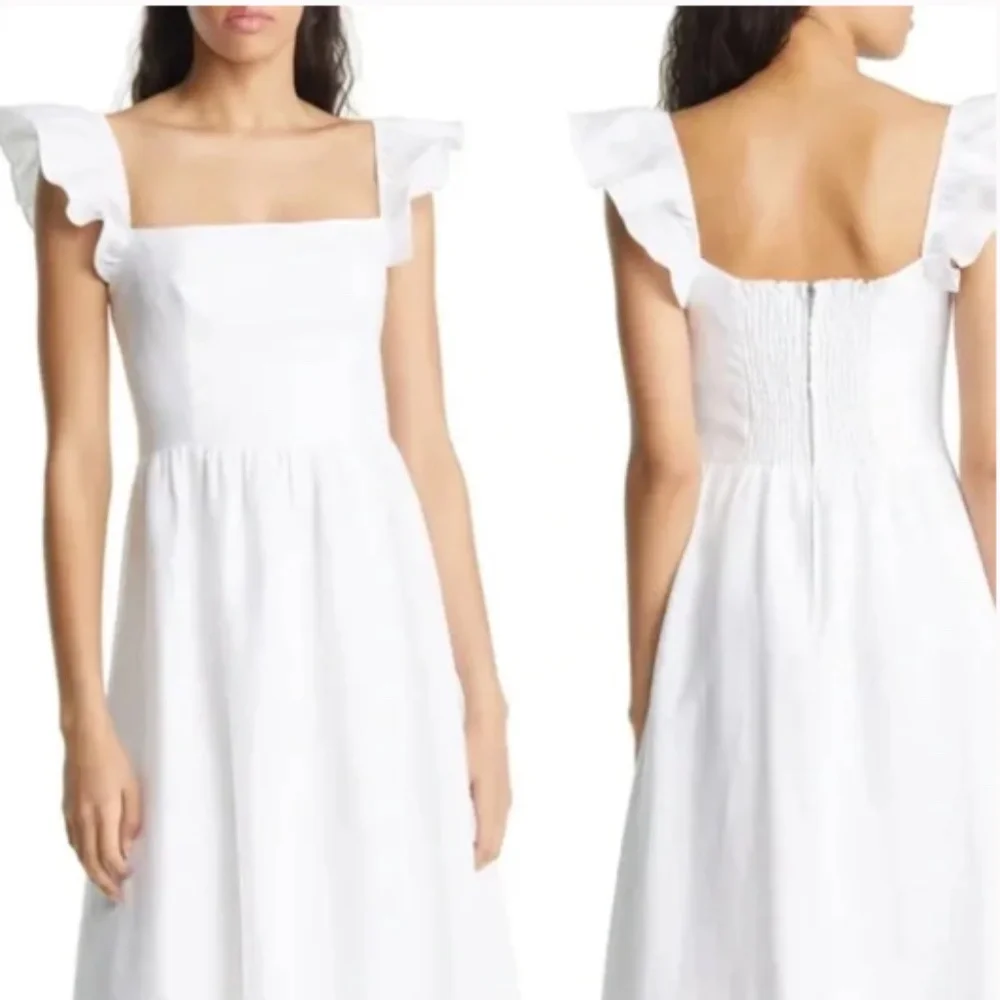 Reformation Lucila Linen Midi Dress White 4 - Picture 5 of 11